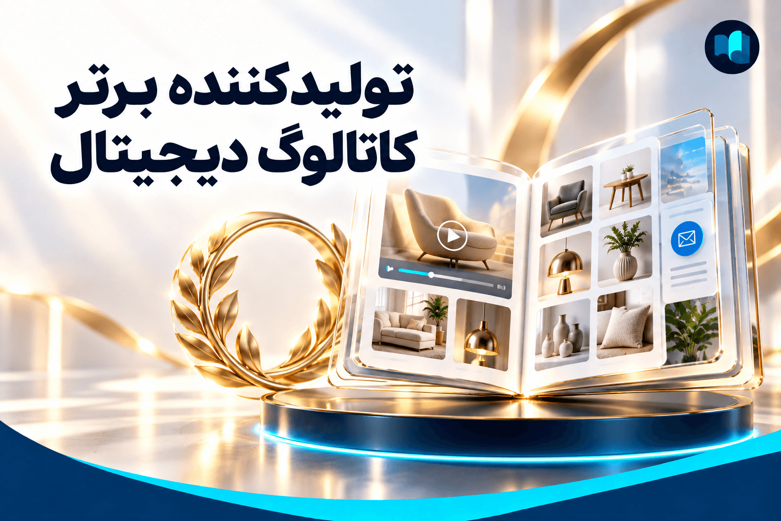 کاتالوگ دیجیتال تعاملی با نمایش محصولات، قابلیت پخش ویدیو و نشان نمادین کیفیت