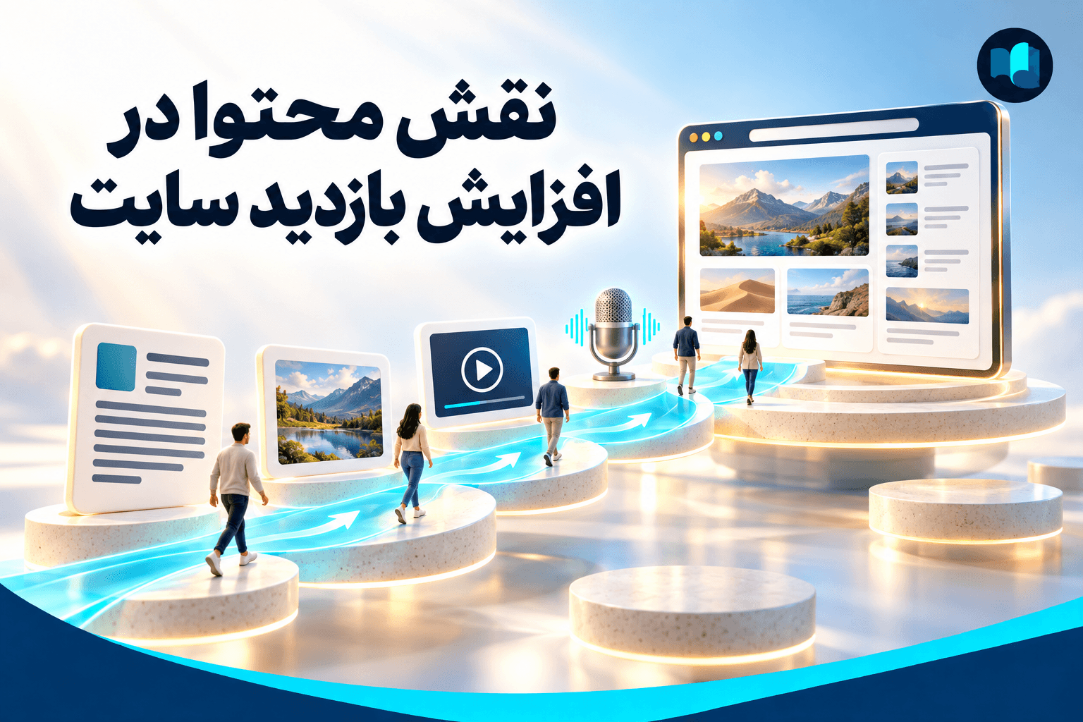 جذب بازدیدکنندگان به سایت از طریق محتوای متنی، تصویری، ویدیویی و پادکست