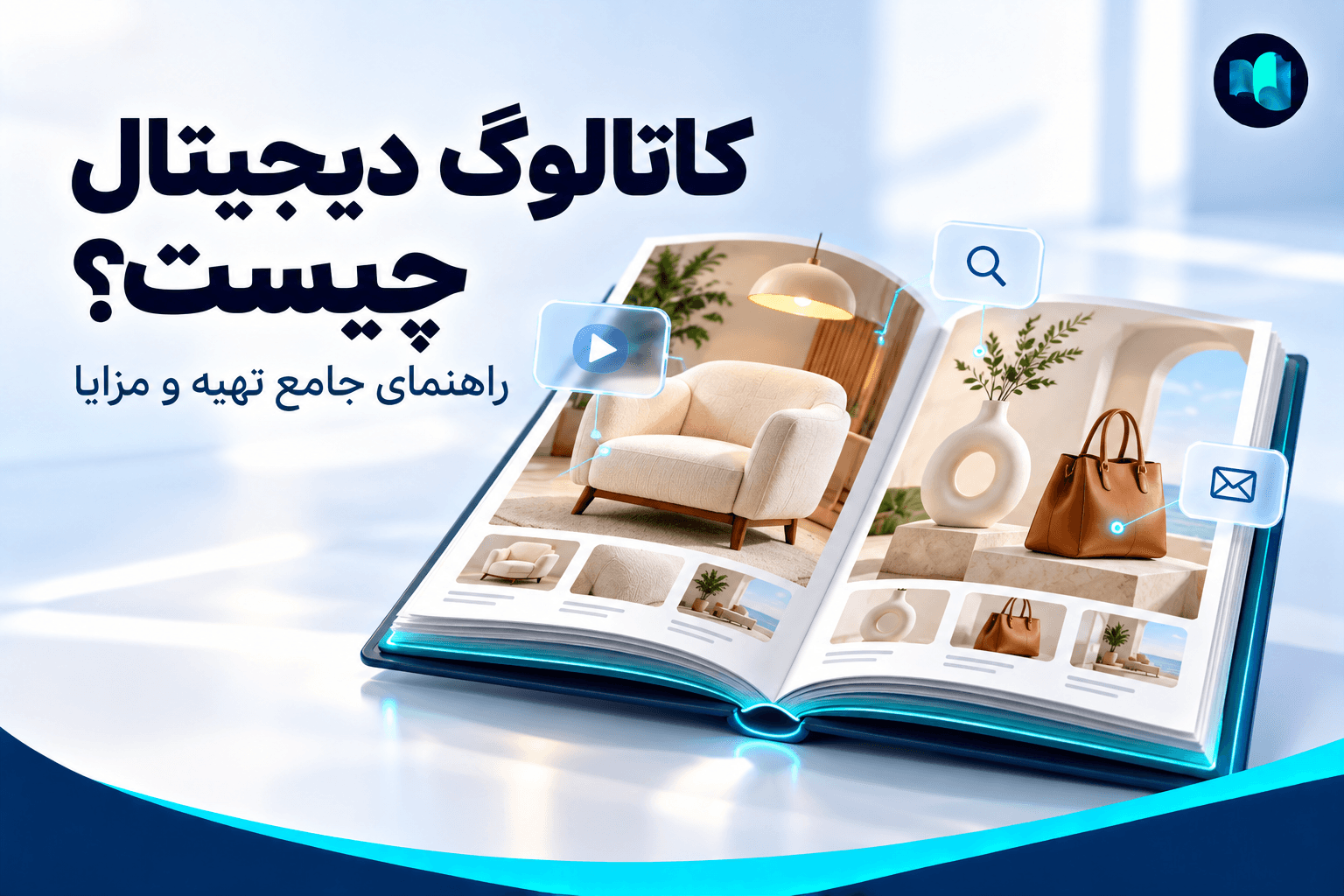 کاتالوگ دیجیتال تعاملی با نمایش سه‌بعدی محصولات و قابلیت ویدیو، جستجو و تماس